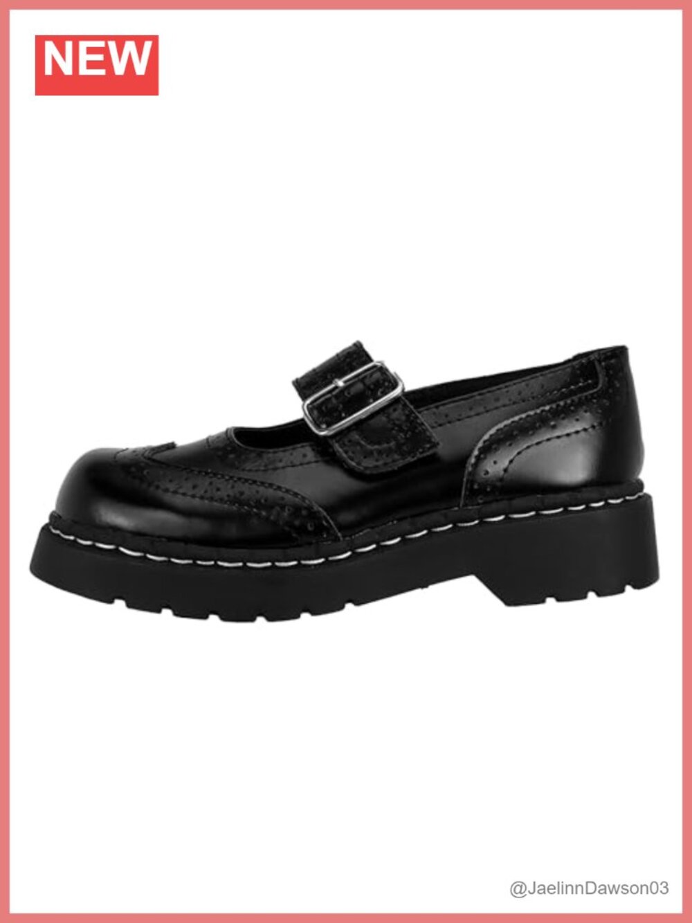 Women's Mary Jane Flat Shoes Brogue Leather Wingtip Adjustable Strap